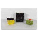 Shawnee ceramic planters, two swirled designs,