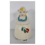 Ceramic woman cookie jar, 12", paint is chipping,