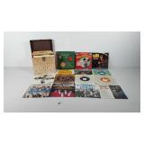 Vinyl records with case, 45RPM, includes