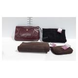 3 purses and 1 clutch bag, agnor leather purse