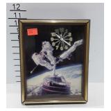 Quartz battery operated clock with astronauts,
