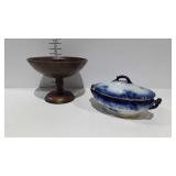 2 piece lot: La Beule China covered casserole and