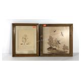 Wall art, geese in flight picture on wood 18x18