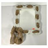 Wall mirror with burlap bow, 17x21