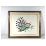 Watercolor floral painting, signed J Larson,