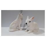 Two porcelain decor pieces: rabbit and dog, wear