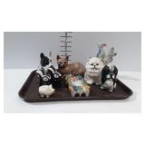 Animal and figurines, bank, salt pepper shakers