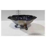 Carnival Glass Stag and Holly Tri footed Bowl