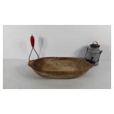 Kitchenwares, large wooden bowl 16" × 10",