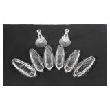 Glass corncob holders and candleholders (chip as