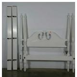 Full-size four poster painted bed. Complete with