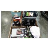 Skid lot. Disney VHS tapes, shoes, hamper, wall