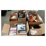 Skid lot: tupperware, pillows, books, glassware,