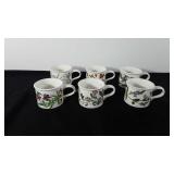 Six floral mugs, Botanical garden circa 1818