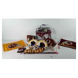 Redskins memorabilia, includes bag, flags,