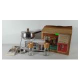 Kitchenwares, stainless steel fondue set with box