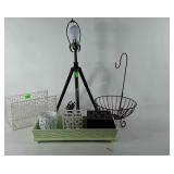 Home decor group, includes tripod lamp, metal