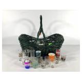 Basket full of souvenir shot glasses