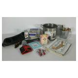 Plastic tote of miscellaneous goods, Furby,