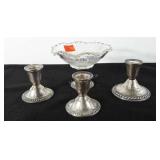 Sterling silver pedestal bases, one includes
