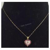 10k gold and diamond red stone necklace 20in