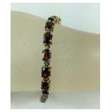 Gold over Sterling tennis bracelet with red