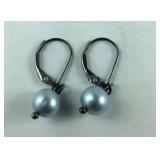 Sterling silver and gray pearl earrings