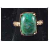 Size 8 Chrysocolla ring in bronze