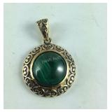 Malachite pendant in copper