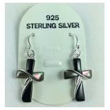 Sterling silver cross earrings