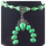 5.15ct green howlite earrings and 18-22in