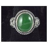 Size 6 Sterling 5.89ct Burmese green jade