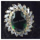 Size 9.75 simulated green and white diamond