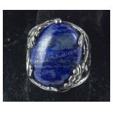 Size 9 lapis lazuli solitaire stainless ring