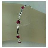 7.25in Sterling lab created Ruby heart station