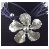 Jasmine flower pendant necklace in silvertone on