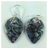 Sterling abalone shell dangle earrings
