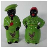 Black Americana salt and pepper shaker set, 8",