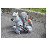 3pc Concrete Squirrel Family Decor Figures