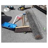 Misc. Snow scoop, broom, portion roll of welded