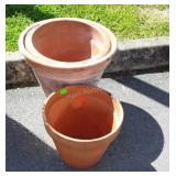 Three Terracotta Planter Pots, 14-16-20" Dia