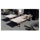 Two Outdoor Chaise Lounge. Pine made, the back