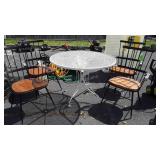 5pc Mismatched Table Set, 4 iron framed Chairs