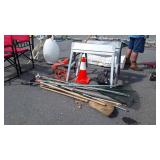 Misc. Lot, rake, Safety cone, pair of aluminum
