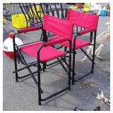 Pair of Folding Camping type Chairs with side