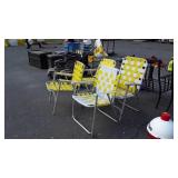 4 Folding lawn Chairs, web seating, 2 each are