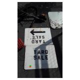 Two metal Yard Sale Painted Signs