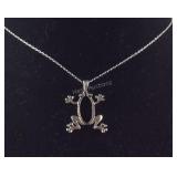 Sterling silver diamond accent frog pendant