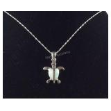 Sterling silver turtle opal necklace 18in