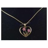 Gold over Sterling silver diamond necklace 18in